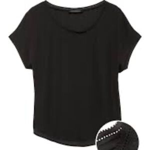 BANANA REPUBLIC SOLID PICOT-TRIM TOP BLACK SZ S